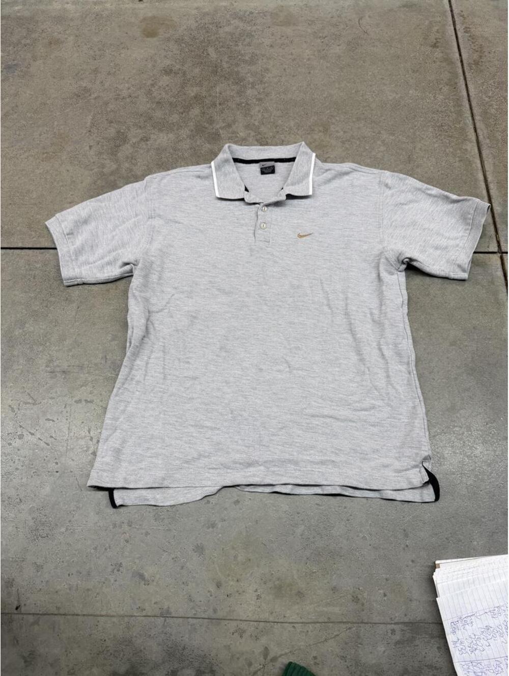 vintage nike grey and black collared polo shirt size medium